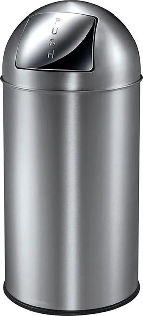 PROREGAL Abfallbehälter aus Metall mit Pushdeckel und Inneneimer, 40 Liter, Matt Edelstahl & Silber, H x B x T: 74 x 34 x 34 cm - Bild 1