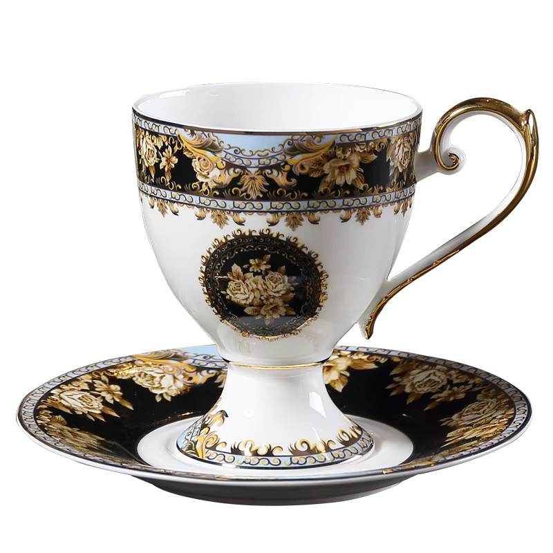 LISM Bone China Tee-Set mit floralem Design bestehend aus Kaffeetasse, Untertasse, Milchkrug und Zuckerdose in Keramik - Bild 6