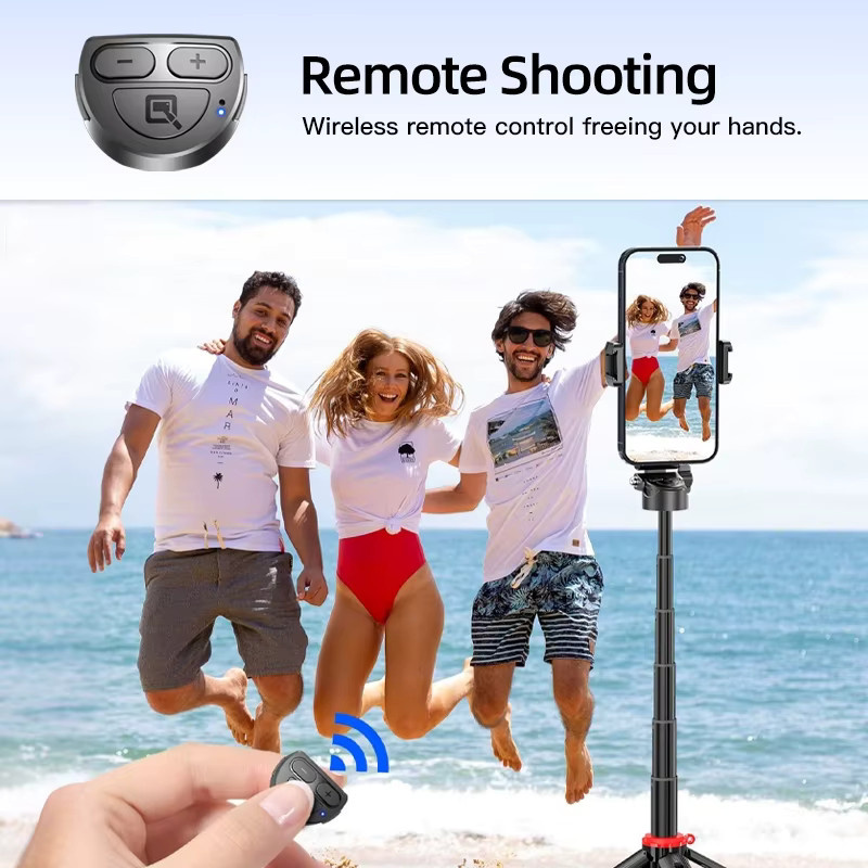 Axnen Mini Selfie-Stick Quadpod mit 360 Grad drehbarer Kaltplattenhalterung und Schiebe-Handyhalterung in Schwarz für iPhone und Android - Bild 5