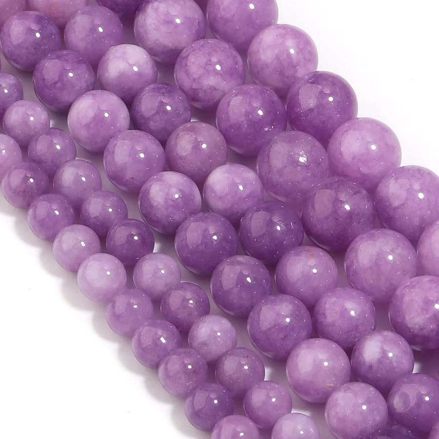 louleur Naturstein-Chalcedon-Perlen, hellviolett, rund, 6 8 10 mm, Unisex - Bild 4