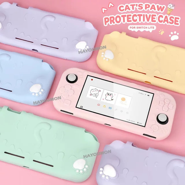Weiche TPU-Schutzhülle mit Katzenpfoten-Design für Nintendo Switch Lite in Pink von mbchips mc - Bild 1