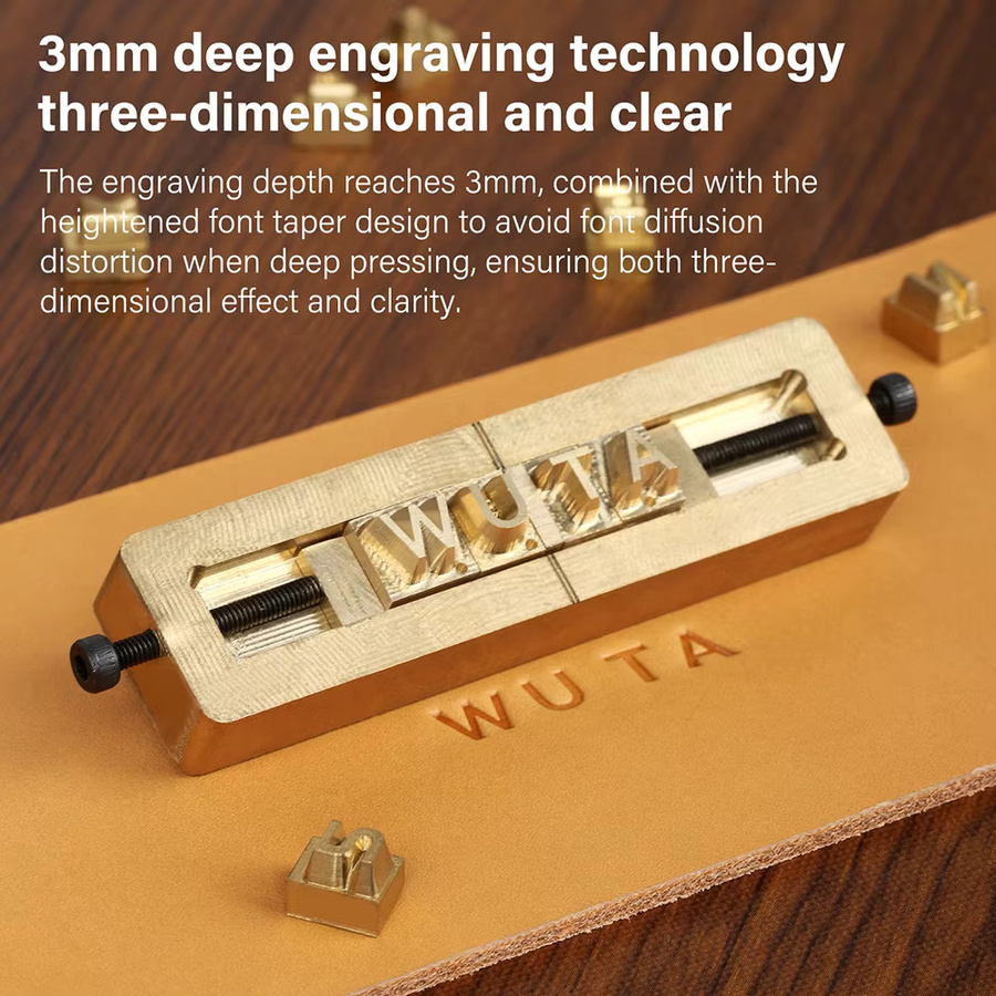 WUTA 180-teiliges Messingstempel-Set in Gold mit Alphabet, Zahlen und Symbolen für Lederhandwerk und DIY-Gravur - Bild 5