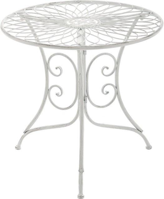 DELUKE Gartentisch JAN im Jugendstil aus Metall in Weiß, B/T/H: 55 x 55 x 52 cm - Bild 1