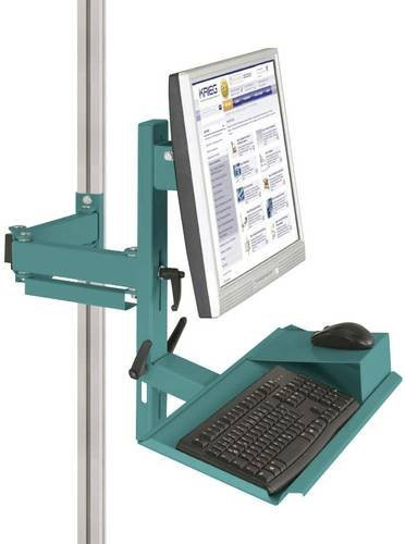 Manuflex LZ8203.5021 ESD Ergonomie-Monitorträger für Alu-Aufbauportale mit Tastatur- und Mausfläche in Grau, VESA-Adapter 100mm - Bild 1