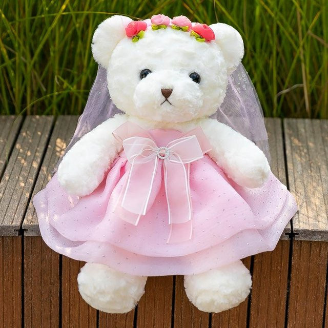 Joyful toys Hochzeitsbärpuppe, Plüschtier im Hochzeitskleid, 45cm - Bild 1