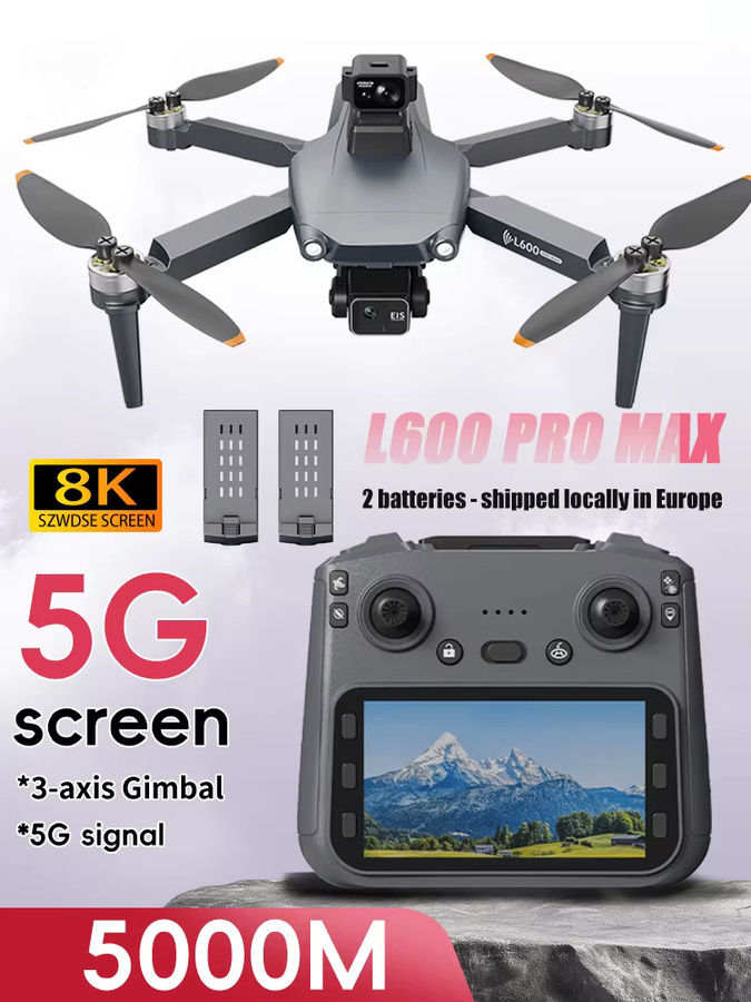 WDSZKMYF L600 Pro MAX Drohne mit 4K HD Kamera, 3-Achsen Gimbal, GPS und Hindernisvermeidung, Grau - Bild 4