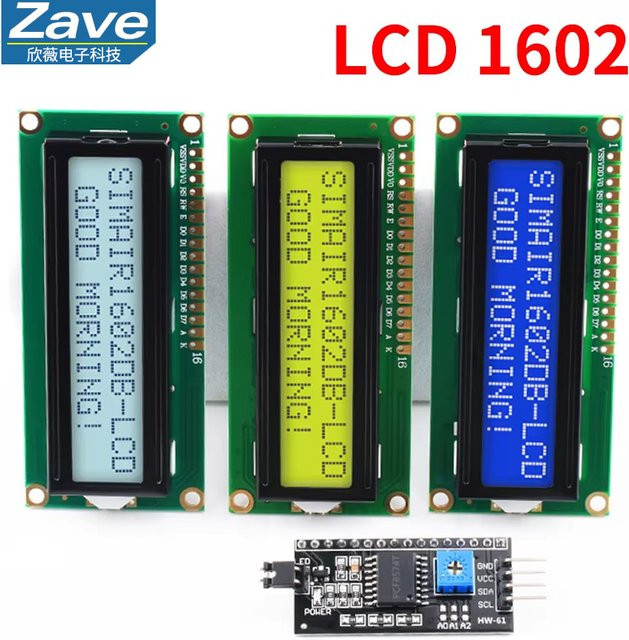 ZAVE LCD1602A LCD-Anzeigemodul mit I2C-Schnittstelle für Arduino, 16x2 Zeichen in Blau, Gelb, Grün oder Grau, 5V - Bild 1