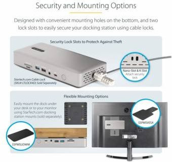 StarTech.com Thunderbolt 4 Multi-Display Docking Station mit 2x HDMI, 2x DisplayPort, 7x USB Hub und 2,5 Gigabit Ethernet, 98W Power Delivery, 4K UHD, Silber/Grau - Bild 2