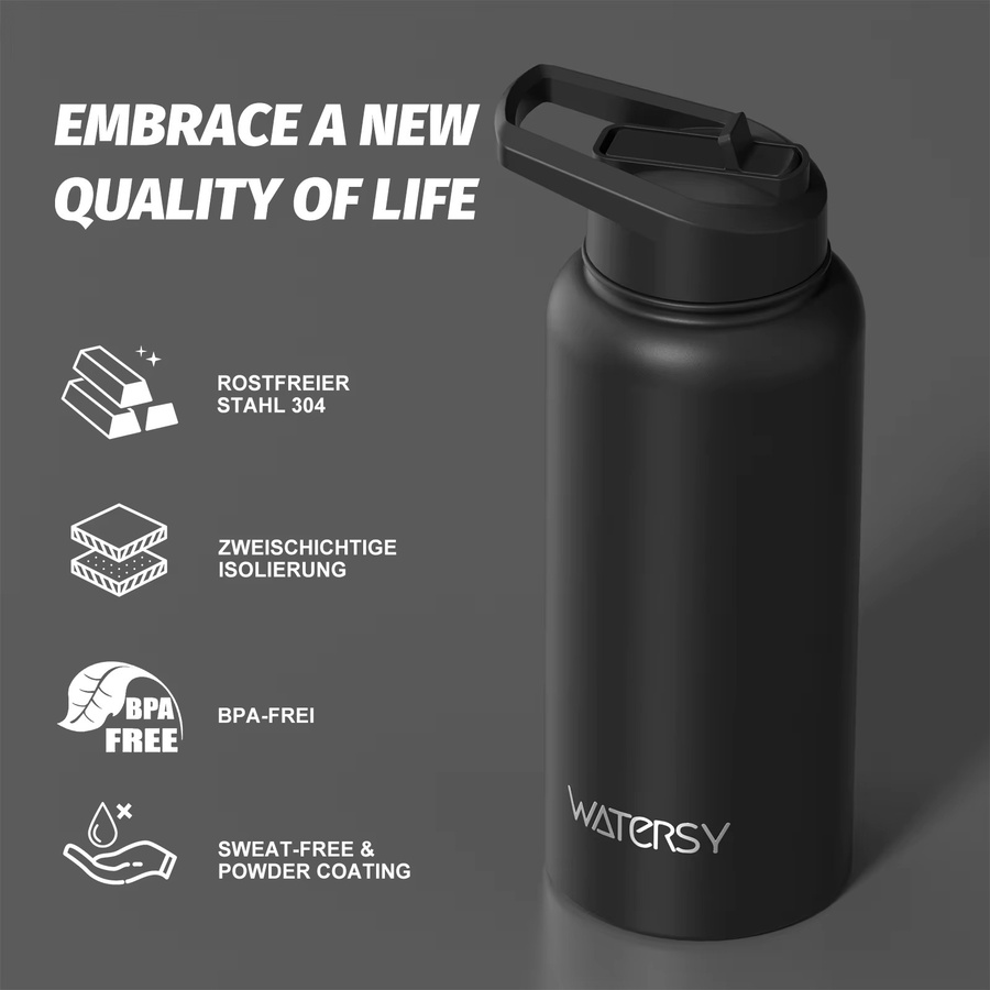 WATERSY Sportwasserflasche aus Edelstahl in Grün, isolierte Thermoflasche mit 650 ml (ca. 22 oz) für Sport und Reise - Bild 6