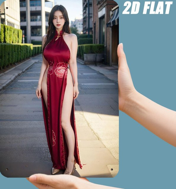 Metall-Wandkunst CIFBUY mit chinesischer Qipao-Frau in Rot, Retro-Eisenschild als grafisches Porträt für dein Heim oder Büro - Bild 1