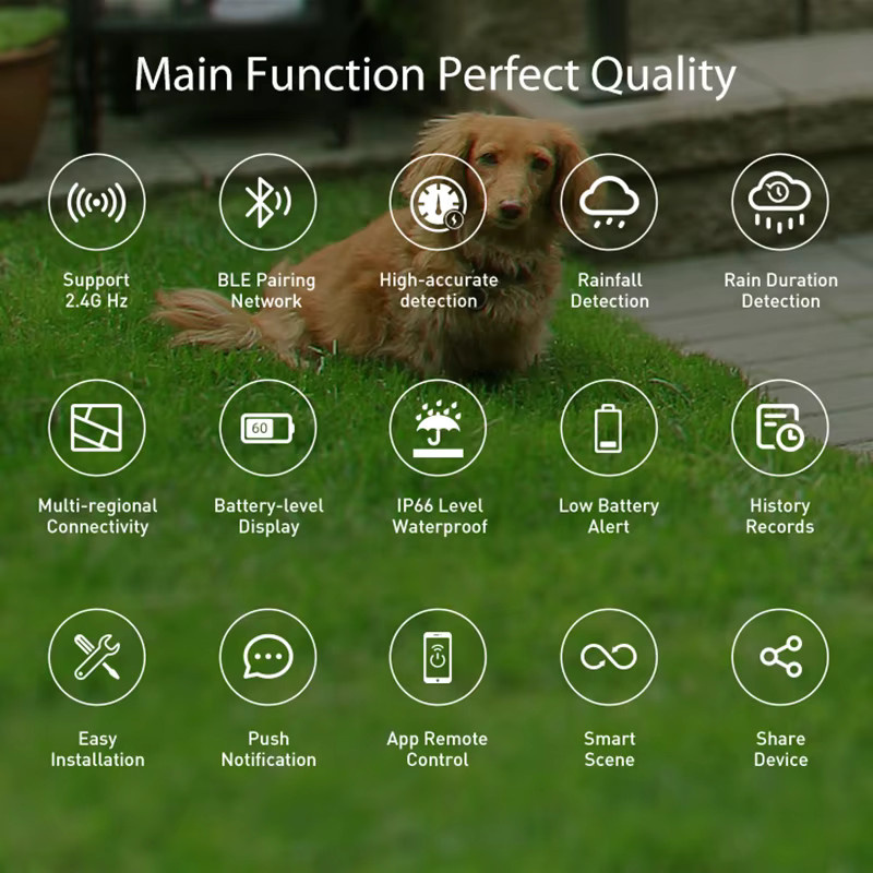 WiFi-Regensensor zur Regenerkennung in Weiß, batteriebetrieben mit Tuya Smart Life App-Steuerung für deine Hausautomation - Bild 2