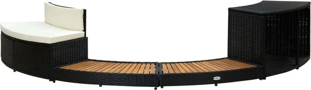 vidaXL Whirlpool-Einfassung in Schwarz aus Poly Rattan und geöltem Akazien-Massivholz mit modernem Flechtdesign - Bild 1