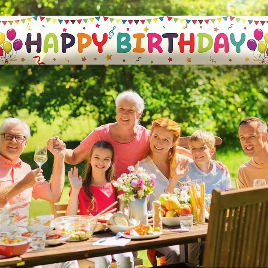 VIKAMA Outdoor-Geburtstagsdekoration mit Wimpelkette und Banner in Mehrfarbig, B/H: 180 x 35 cm - Bild 5