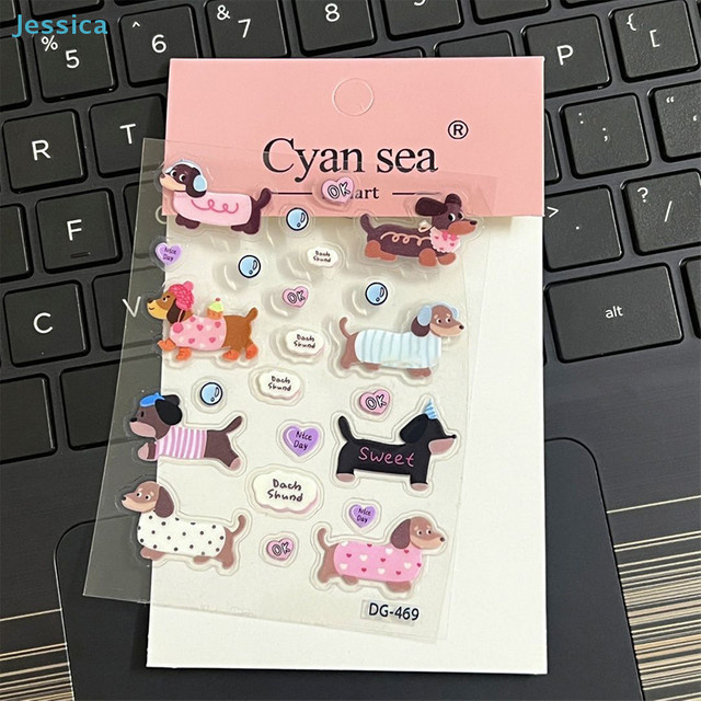 3D-Aufkleber-Set mit Dackel Motiven in Multicolor für Scrapbooking und Tagebücher - Bild 1