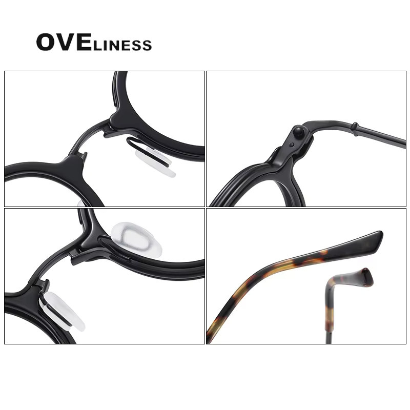 MiaTimi Korrektionsbrille, Acetat, Titan, Rund, Vollrand, Unisex - Bild 3