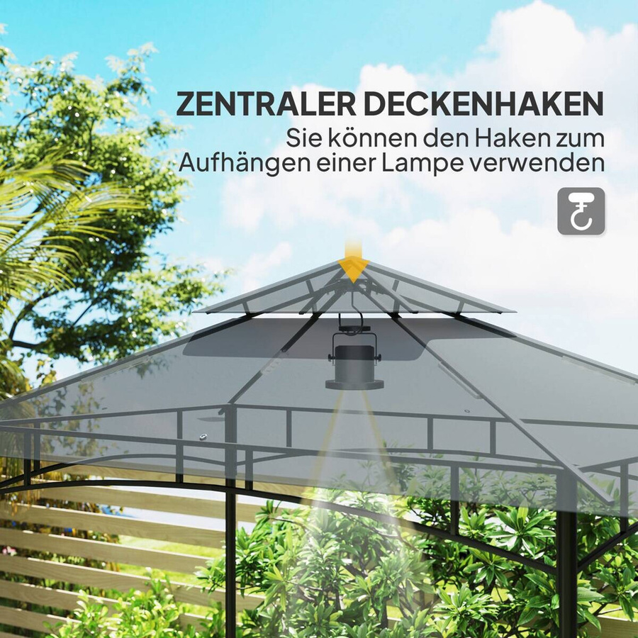 Outsunny Grillpavillon aus Polyester in Dunkelgrau mit pulverbeschichtetem Stahlgestell, B/T/H: 150 x 240 x 258 cm - Bild 2