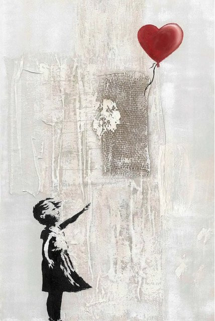 Art Universe Leinwandbild Love Balloon Girl in Beige und Multicolour, Breite: 80 cm, Höhe: 120 cm - Bild 1