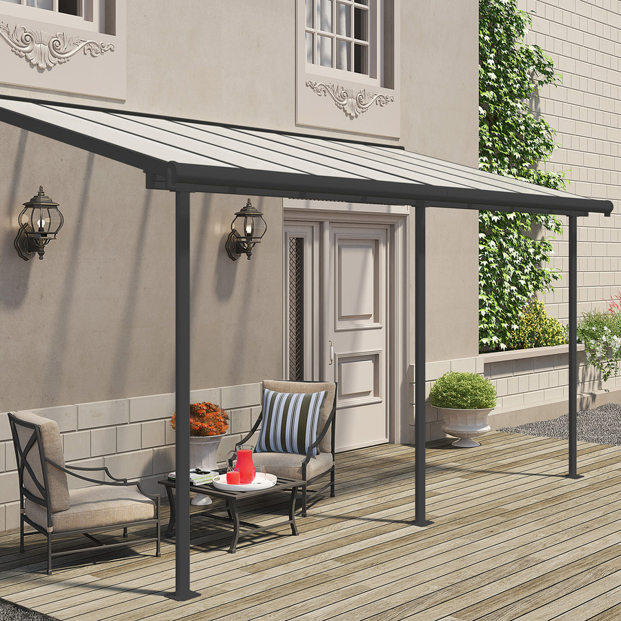 Palram Canopia Terrassenüberdachung Sierra aus Aluminium mit Polycarbonat-Doppelstegplatten, anthrazit grau, B: 447 cm, T: 230 cm - Bild 2