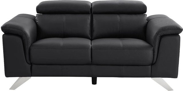 Vente-unique Sofa Breyt Schwarz aus Kunstleder ohne Schlafmöglichkeit Breite: 170 cm - Bild 1