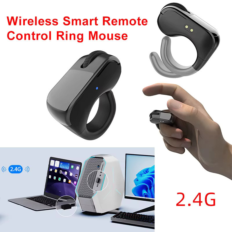 Luxuglow Mini Fingertip Smart Fernbedienungsring-Maus mit 2,4 G Bluetooth-Verbindung und wiederaufladbarem Roller-Touchpad für Windows, iMac und iOS in Schwarz oder Weiß - Bild 5