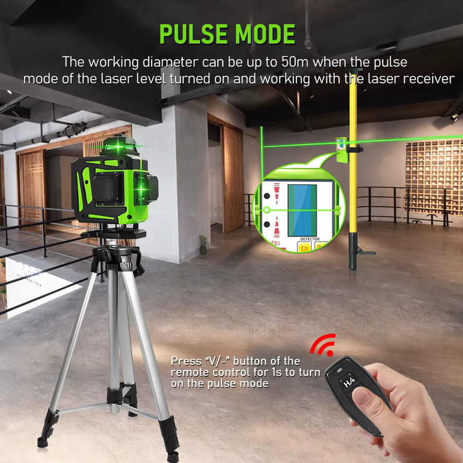Clubiona Laser-Nivelliergerät mit 16 grünen Linien, selbstnivellierend, 360 Grad, horizontal und vertikal - Bild 2