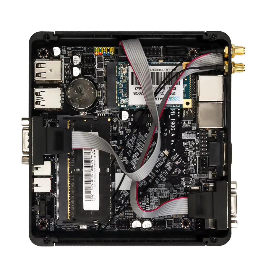 XCY Lüfterloser Mini-PC mit Intel Celeron J1900 Quad-Core 2,0 GHz, 256 GB, 8 GB RAM, Schwarz, 2x RS232, 2x LAN, Wi-Fi, Windows 10 Linux Embedded IoT Industriecomputer - Bild 4