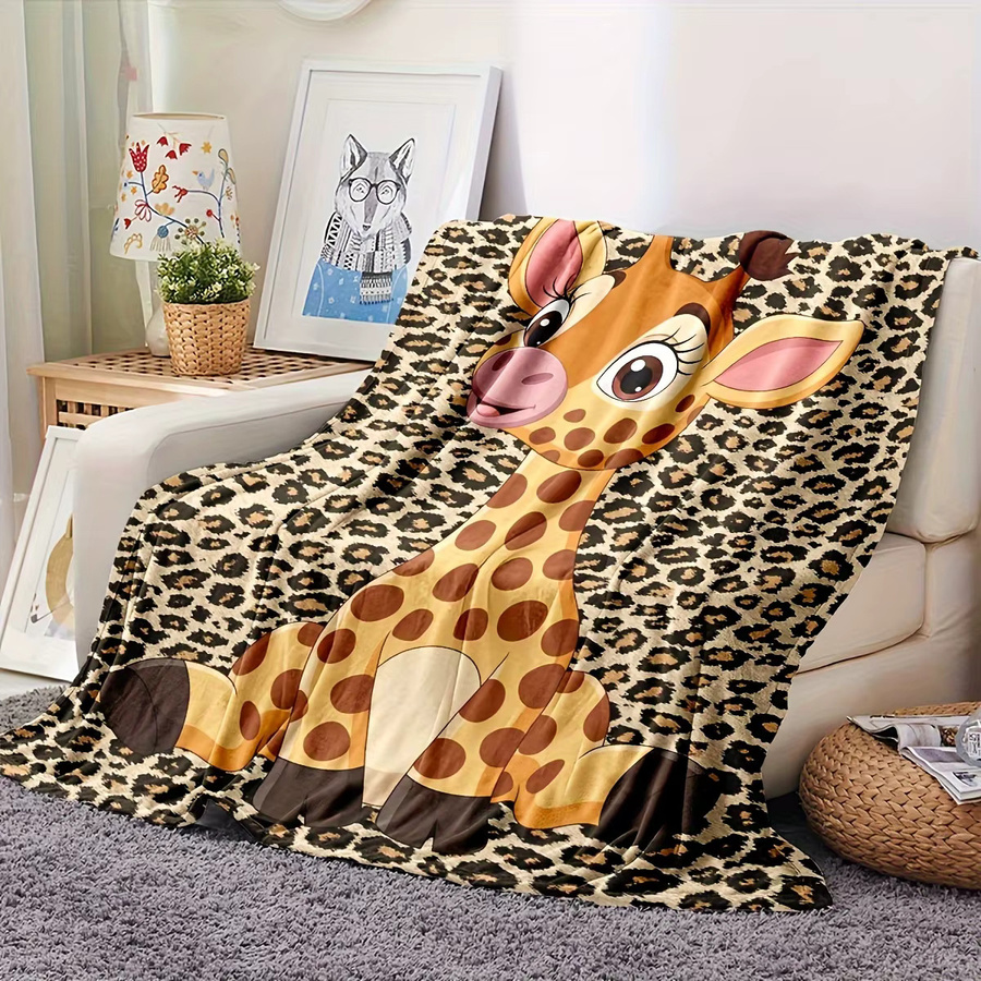 VIKAMA Giraffen-Flanellblanke in Multicolour als Baby-Schlafdecke und Pucktuch für Neugeborene, B/B/H: 100 x 75 x 1 cm - Bild 2