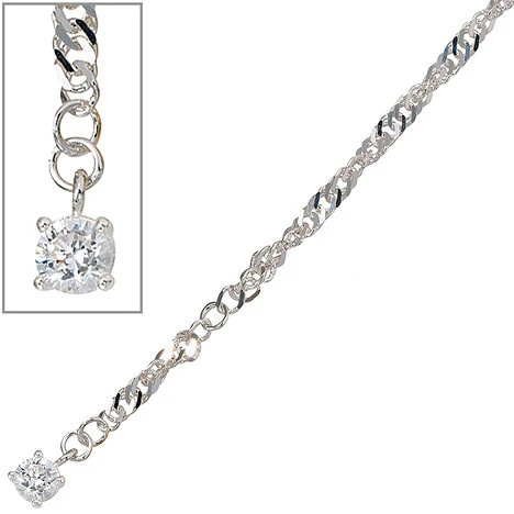 Colfem Fußkettchen 925 Silber, Zirkonia, 25 cm - Bild 1