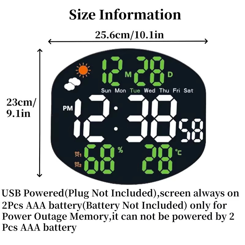 Digitale Wetterstation und Wanduhr mit Temperatur, Luftfeuchtigkeit und Datum in Schwarz oder Blau - Bild 2