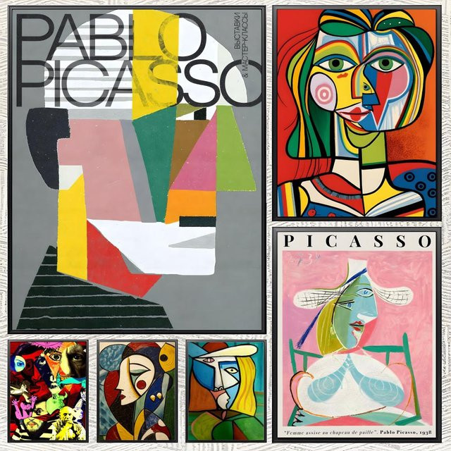 ArtStyle P-Picasso S-Style Poster, selbstklebender abstrakter Papierdruck in Multicolour, modern und geometrisch, B/H: 20 x 20 cm - Bild 1
