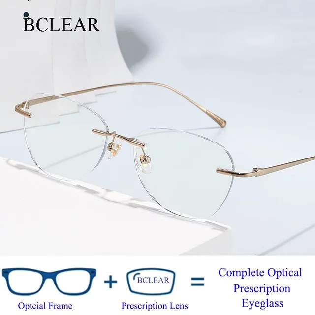 KLAR Korrektionsbrille Cat Eye, Titan, randlos, Gold, Damen - Bild 1