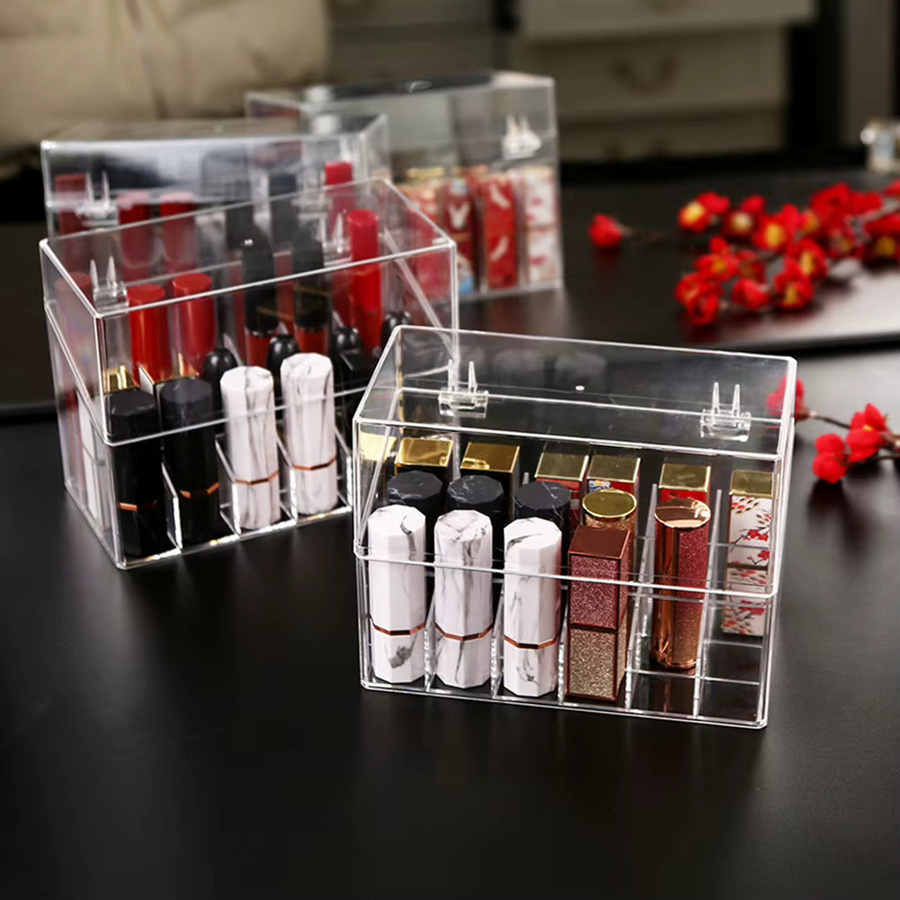 LEENKEA Make-up Organizer aus Acryl, Lippenstift Display-Ständer und Schmuckbox, transparent, Breite: 17,6 cm, Tiefe: 13,2 cm - Bild 3