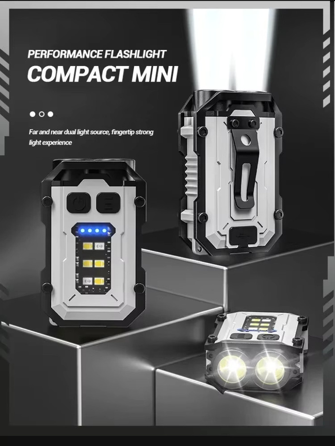 Heinast LED EDC Schlüsselbund Taschenlampe mit COB Seitenlicht, wiederaufladbar und wasserdicht, Schwarz - Bild 7