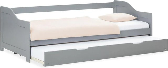 Homestyle4u Ausziehbett für Kinder aus massivem Kiefernholz in Grau, B/T/H: 90 x 200 x 66 cm - Bild 1