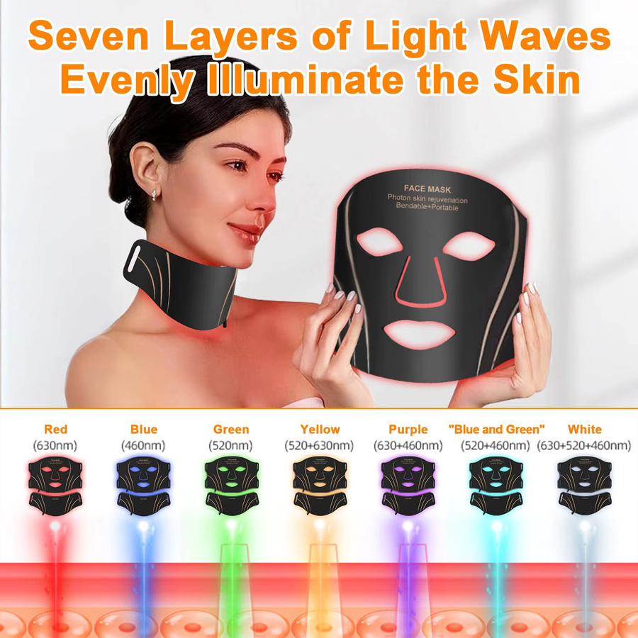 UBilli LED-Maske Gesichtspflege, 7-Farben-LED, Silikon, Anti Aging - Bild 2