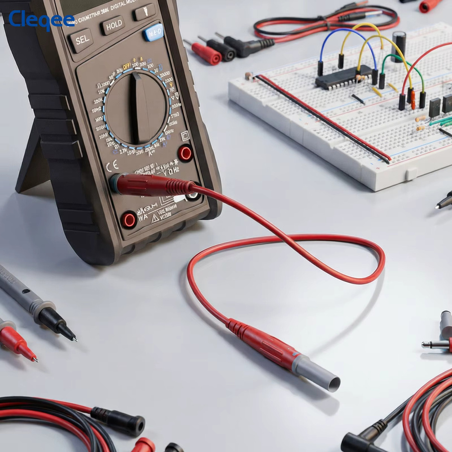 Cleqee P10060 Bananenstecker und Bananenbuchsen 4mm Hochstrom 32A vernickelt mit PA66 Isolierung für elektrische Prüfungen - Bild 3