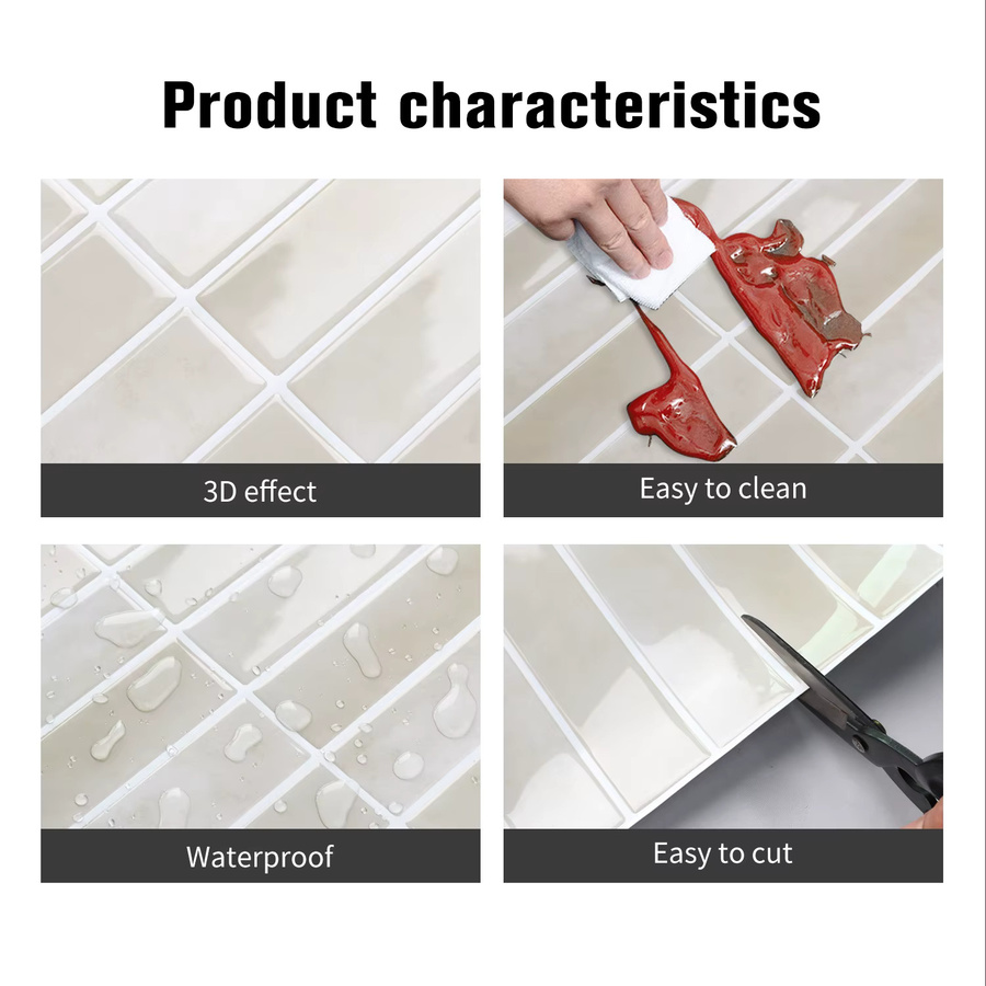 10 Stück Vividtiles Wandfliesen für die Küche, wasserdichte und selbstklebende Fliesenpaneele in geometrischem Design zur Renovierung von Haus und Wohnmobil - Bild 2