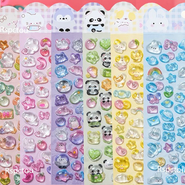Rspctou Panda-, Hasen- und Bären-3D-Blasenaufkleber, Tier-Dekorations-Reliefaufkleber, Spielzeug - Bild 1