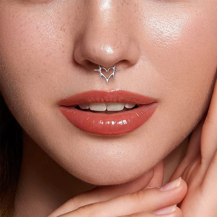 UHERA Nasenring Herz, Titan, Silber, Unisex, 16G - Bild 3