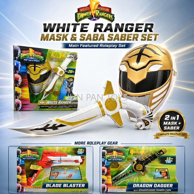 Playmates Power Rangers Re-Ignition Saba Säbel Maske Münzklinge Blaster Drachenmesser, Rollenspiel-Spielzeug, mit Soundeffekten, ab 3 Jahre - Bild 1
