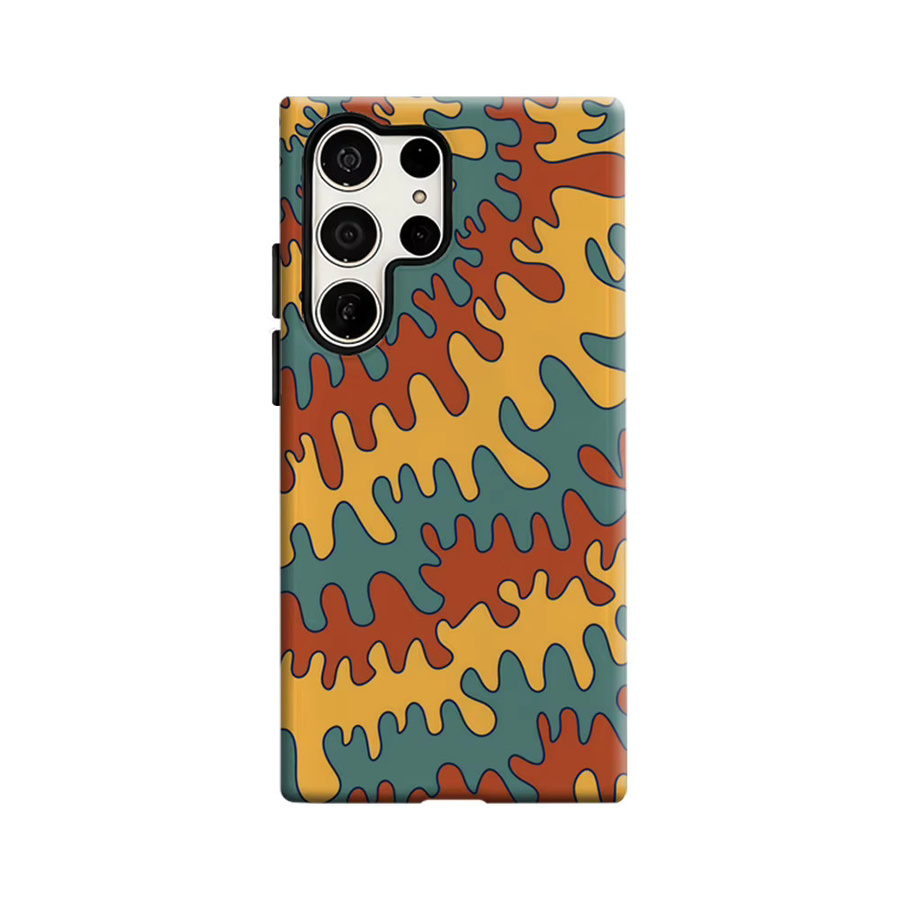 Stoßfeste Doppelschicht Handyhülle mit Wellenmuster in Gelb-Orange-Blau für Samsung Galaxy S25 Ultra, S24 und S23 Ultra Plus - Bild 6