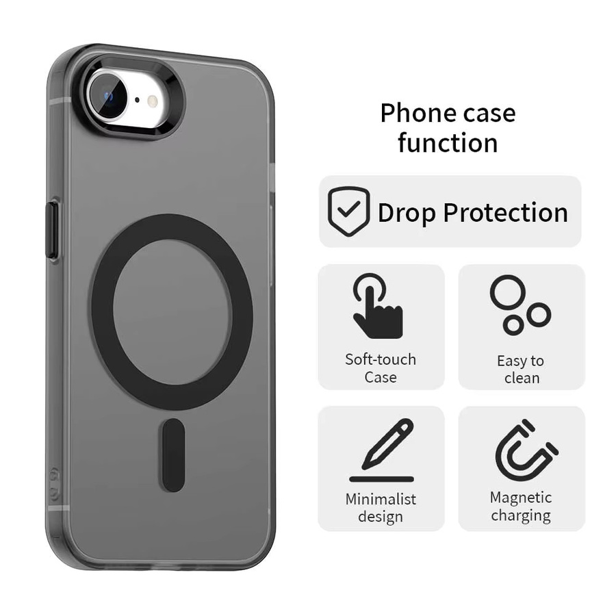 Transparente MagSafe Ladehülle für Apple iPhone 17E und iPhone 16E in Candy-Farben mit Soft-Touch-Gefühl und Kameraschutz - Bild 3