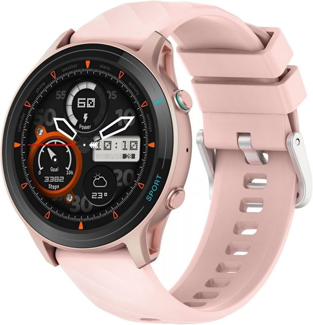 Titmo Smartwatch O-100 mit Bluetooth, Herzfrequenzmessung und Telefonfunktion, Rosa/Roségold - Bild 1