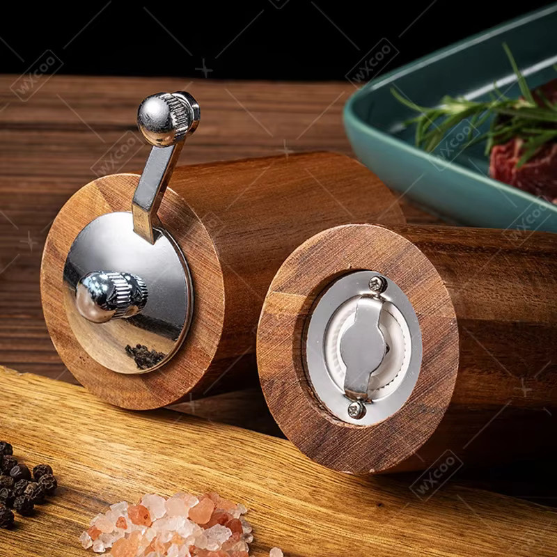 WXCOO Handgekurbelte Pfeffermühle aus Massivholz in Braun, Mehrzweck-Gewürzmühle für Küche und Haushalt - Bild 2