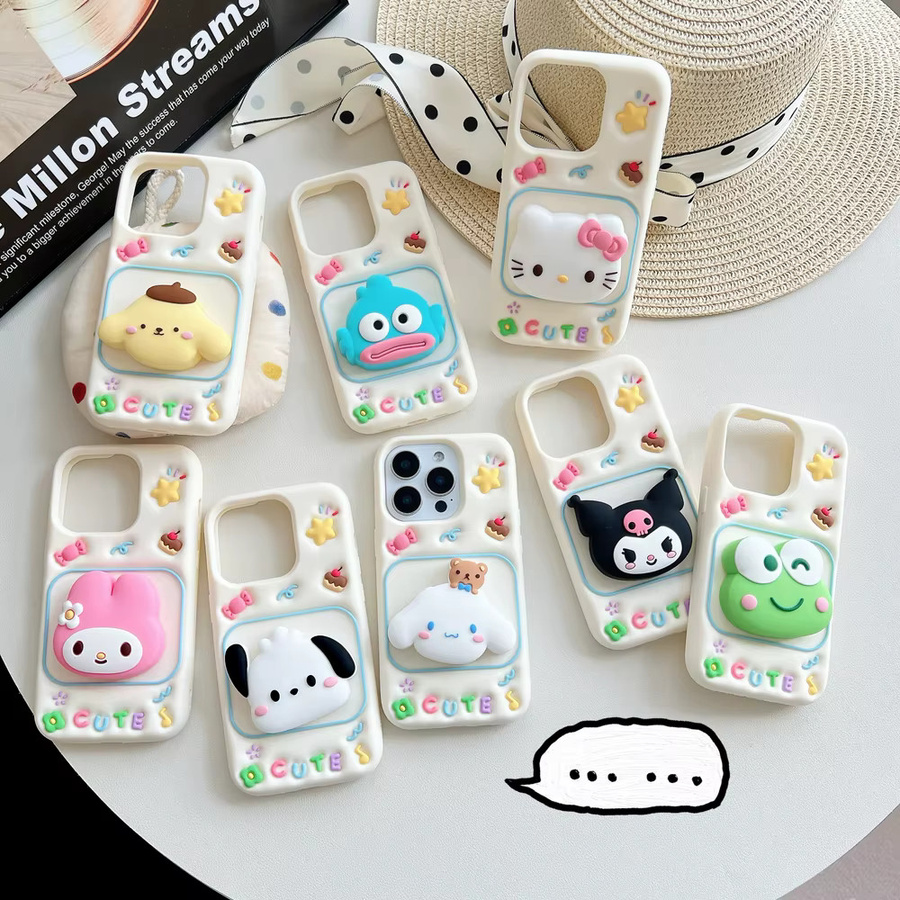 Sanrio 3D Handyhülle mit Hello Kitty Kuromi Melody Pochacco Cinnamoroll Soft Cover für iPhone 17 16 15 14 13 Pro Max in Multicolour - Bild 1