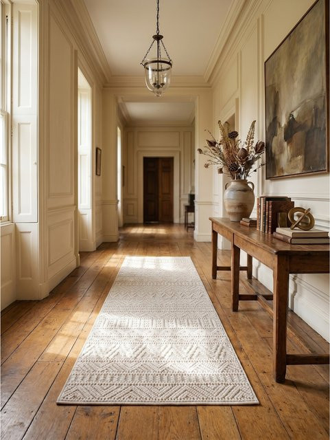 Flachgewebe-Teppich Kadima Design Ethno Streifen in Creme Beige B: 80 cm, L: 250 cm - Bild 1