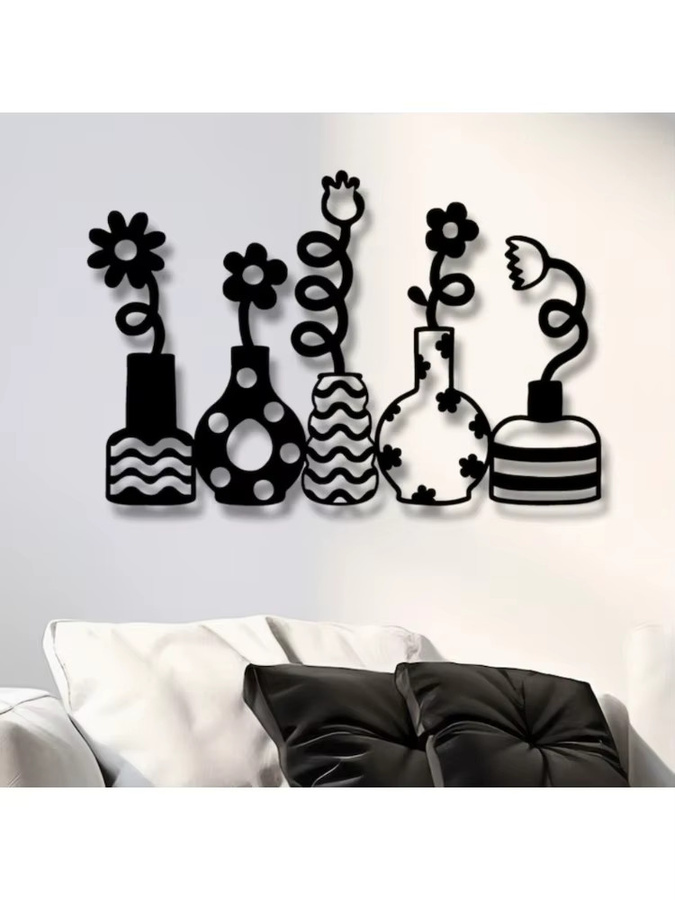 CIFBUY Abstrakte Metall-Wandkunst in Schwarz mit floralem Design für eine moderne und minimalistische Dekoration - Bild 6