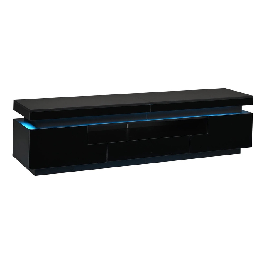Merax TV-Lowboard Modern in Schwarz Hochglanz mit LED, Breite: 175 cm, Tiefe: 38 cm, Höhe: 45 cm - Bild 2