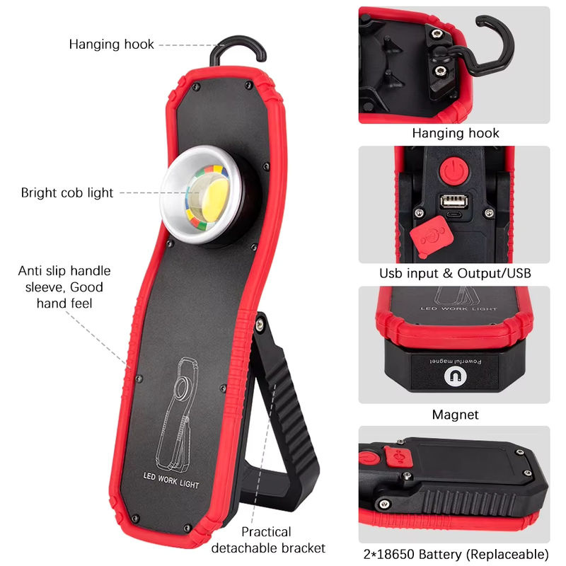 ESMARTER Tragbare LED COB Taschenlampe mit Magnet und USB-Ladefunktion in Schwarz - Bild 3