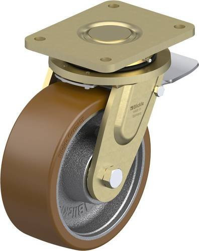 Blickle Lenkrolle LS-GB 202K-ST mit Feststeller, silber, Rad-Durchmesser: 20 cm, Tragfähigkeit: 1600 kg - Bild 1